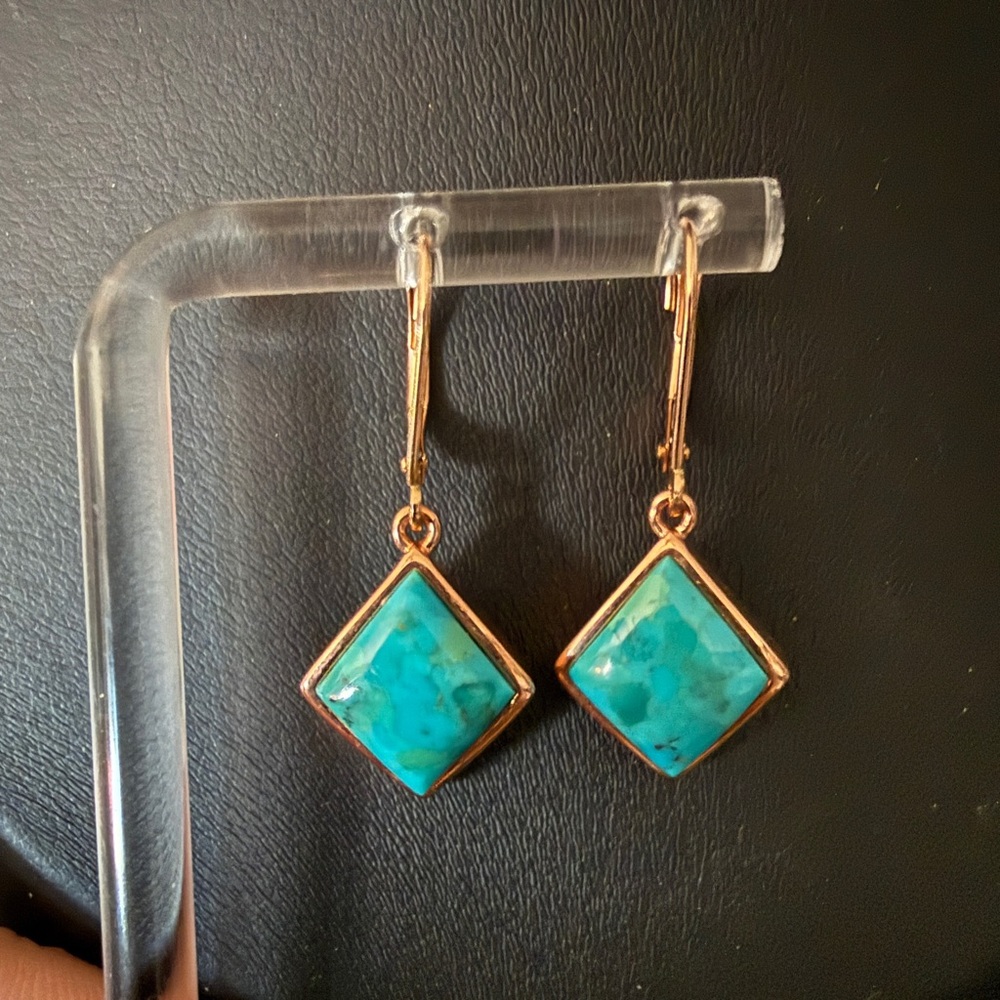 14K Rose Gold Turquoise Earrings